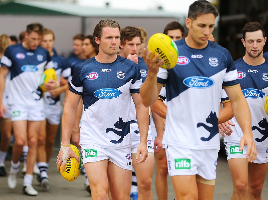 AFL 2016 NAB Challenge - Geelong v Collingwood Patrick Dangerfield takes to the Simonds Stadium turf before the clash with Collingwood - ${keywords}